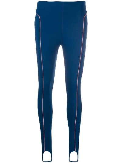 Shop Esteban Cortazar Contrast Piping Stirrup Leggings In Blue