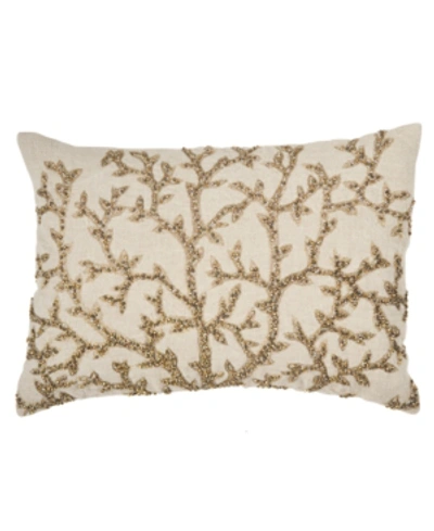 Shop Michael Aram Sea Foam Tree Of Life Applique Pillow Bedding In Gold