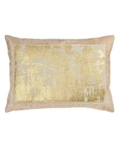 Shop Michael Aram Linen Distressed Metallic Lace Pillow In Blush