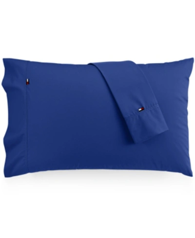 Shop Tommy Hilfiger Solid Core Pair Of Standard Pillowcases In Dark Blue