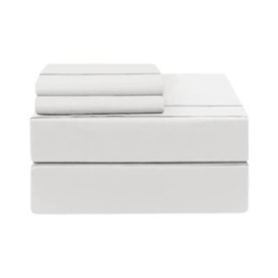 Shop French Connection Embroidered 4-piece 100% Cotton King Sheet Set Bedding In White