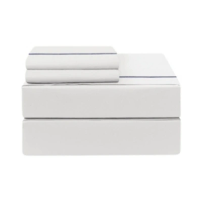 Shop French Connection Embroidered 4-piece 100% Cotton King Sheet Set Bedding In White