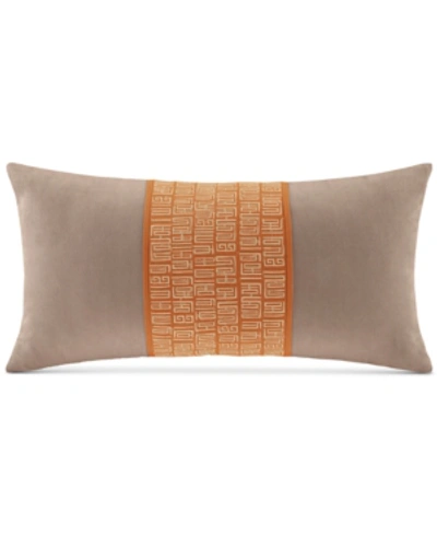 Shop Natori Nara 10" X 20" Embroidered Decorative Pillow In Orange