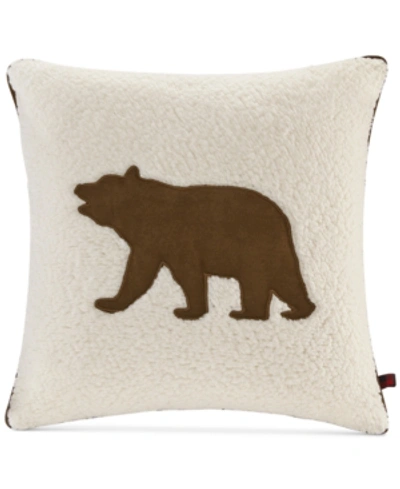 Shop Woolrich Bear Reversible Decorative Pillow, 18" X 18" In White