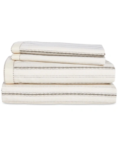 Shop Lauren Ralph Lauren Taylor Cotton 200-thread Count 4-pc. Stripe Queen Sheet Set Bedding In Cream And Charcoal
