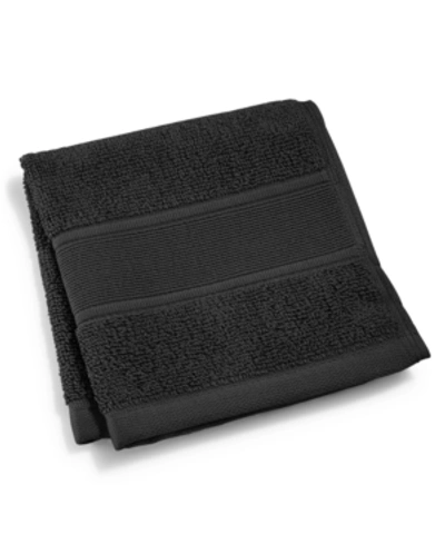 Shop Lauren Ralph Lauren Sanders Solid Antimicrobial Cotton Washcloth, 13" X 13" In Black