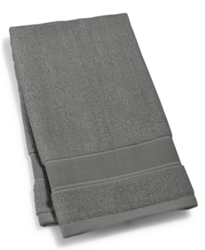 Shop Lauren Ralph Lauren Sanders Solid Antimicrobial Cotton Hand Towel, 16" X 30" In True Charcoal
