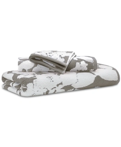 Shop Lauren Ralph Lauren Sanders Floral Antimicrobial Cotton Bath Towel, 30" X 56" In Pewter Grey