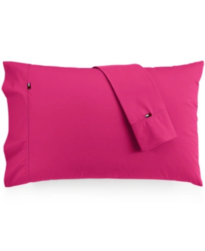 Shop Tommy Hilfiger Solid Core Pair Of Standard Pillowcases In Raspberry