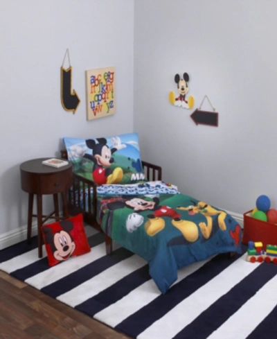 Shop Disney Mickey Mouse 4-piece Toddler Bedding Set In Blue