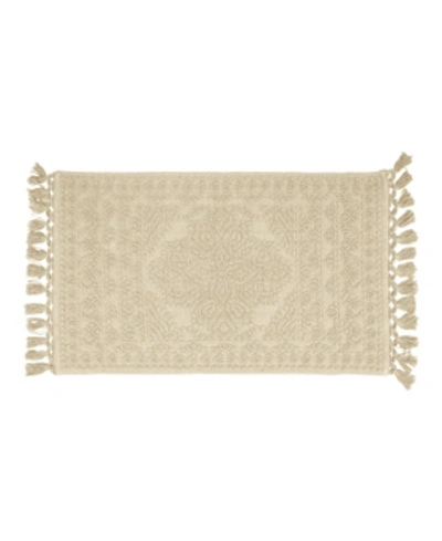 Shop French Connection Nellore Fringe Cotton 17" X 24" Bath Rug Bedding In Taupe Grey
