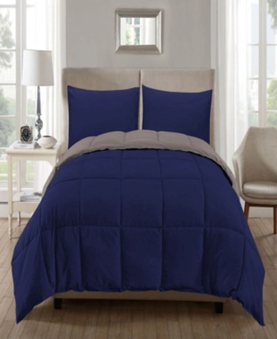 Shop Kensie Jackson 3-pc. Full Comforter Set Bedding In Navy-silver