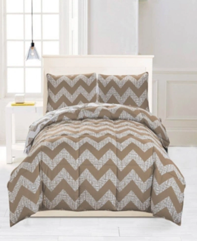 Shop Kensie Wyatt Reversible 3-pc. King Comforter Set Bedding In Taupe