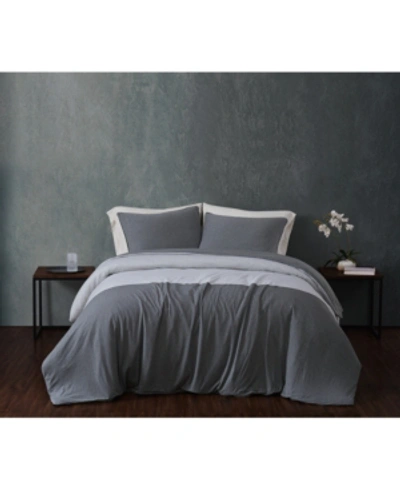 Shop Sean John Closeout!  Color Block Jersey Full/queen Duvet Set Bedding In Grey