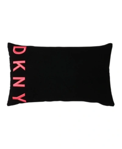 Shop Dkny Embroidered Logo 12" X 20" Decorative Pillow Bedding In Black