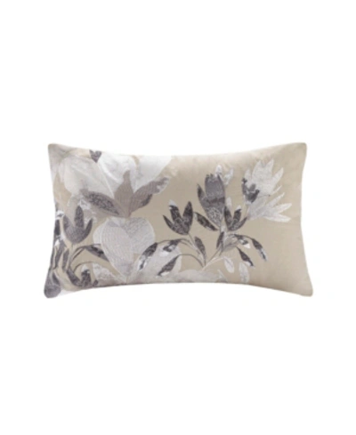 Shop Natori Odessa Embroidered Oblong Decorative Pillow Bedding In Natural