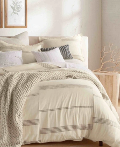 Shop Dkny Pure Marled Stripe Full/queen 3 Piece Duvet Set Bedding In Natural