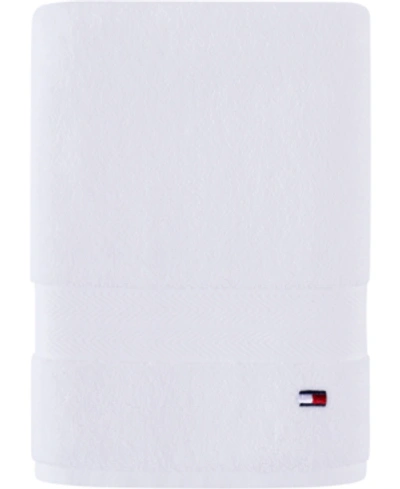 Tommy Hilfiger Modern American Solid Cotton Bath Towel, 30" X 54" In White