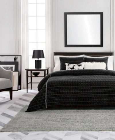 Shop Karl Lagerfeld Tweed Classique 3 Piece Comforter Set, Full/queen Bedding In Black