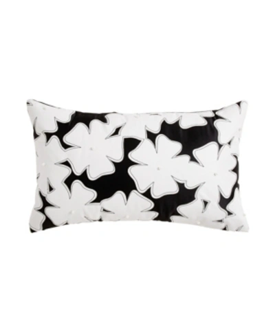 Shop Karl Lagerfeld Cutout Floral Decorative Pillow, 20" X 12" Bedding In Black