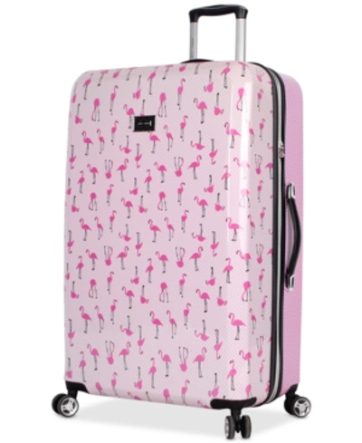 Shop Betsey Johnson 30" Hardside Check-in Spinner In Flamingo Strut