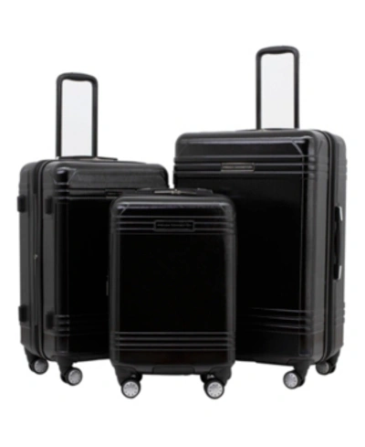 Shop French Connection 3-pc. Horizon Expandable Hardside Luggage Set In Black