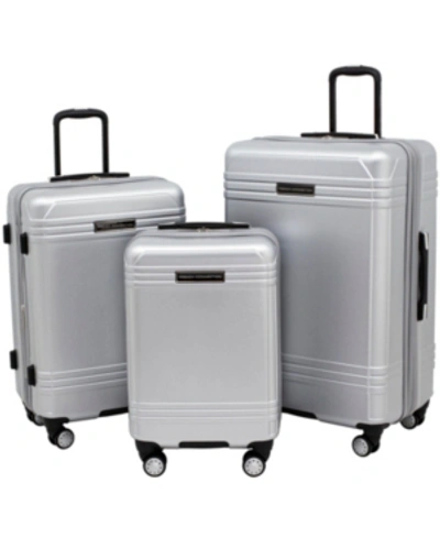 Shop French Connection 3-pc. Horizon Expandable Hardside Luggage Set In Silver