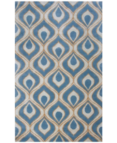 Shop Kas Closeout!  Bob Mackie Home 1019 Blue Eye Of The Peacock 2'6" X 8' Runner Rug