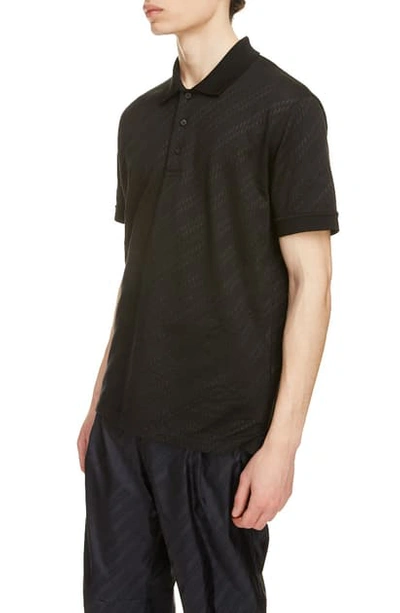Shop Givenchy Jacquard Logo & Chain Link Polo Shirt In Black