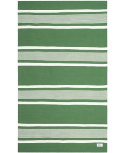 Ralph Lauren Hanover Stripe Lrl2461b Green 4' X 6' Outdoor Area Rug In Green