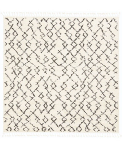 Surya Berber Shag Bbe-2301 Charcoal 7'10" X 7'10" Square Area Rug In Charcoal