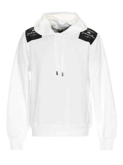 Shop Dolce & Gabbana Logo Patch Hoodie In White
