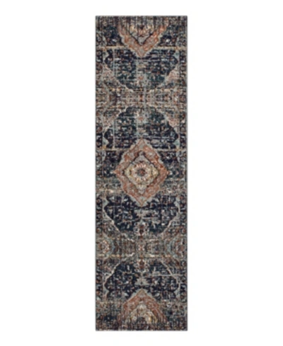Karastan Soiree Solace Indigo 2'4" X 7'10" Runner Rug In Indigo