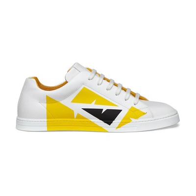 Shop Fendi White Leather Low-tops In Blanc