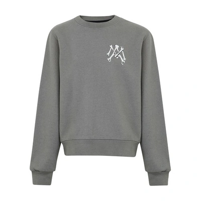 Shop Amiri Bones Crew Sweat In Heather Grey