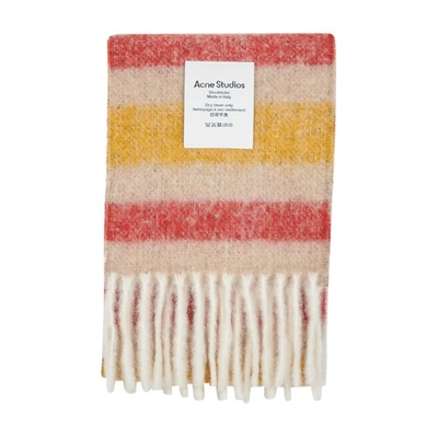 Shop Acne Studios Vivianne Scarf In Beige Red Yellow