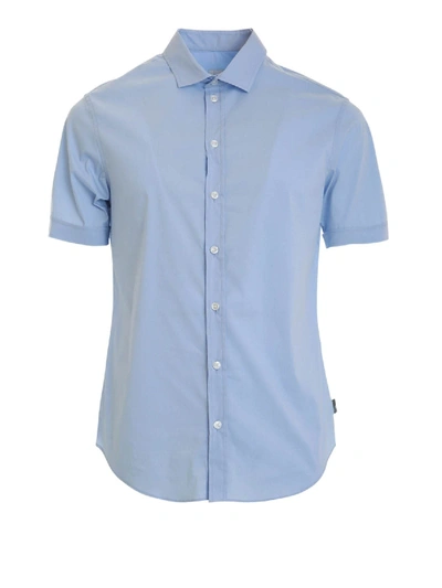 Shop Armani Collezioni Short Sleeved Shirt In Light Blue