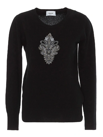 Shop Dondup Jewel Appliqué Sweater In Black