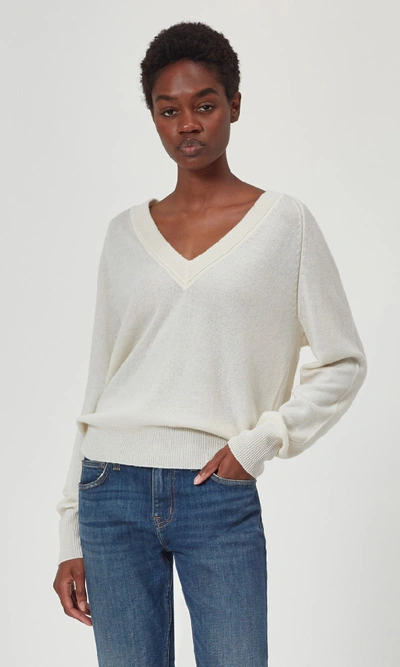 Shop Equipment Madalene V-neck Cashmere Sweater In Nature White