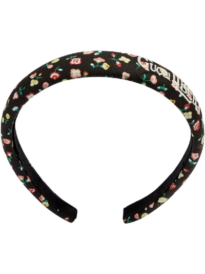 Shop Gucci Liberty Floral Hairband In Black