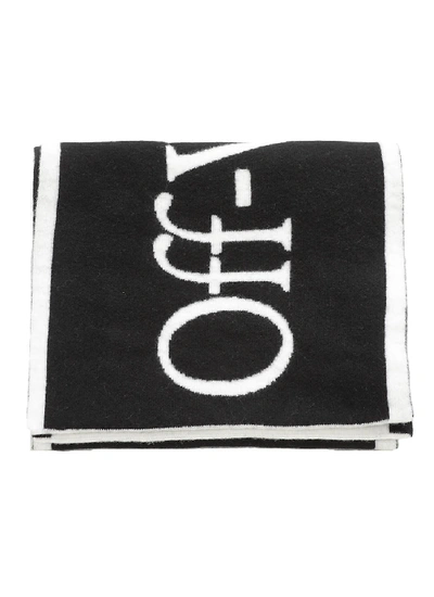 Shop Off-white Logo Felted Scarf In Black White
