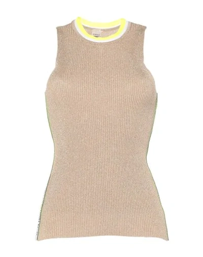 Shop C-clique Woman Tank Top Beige Size M Viscose, Metallic Fiber, Polyester, Polyamide