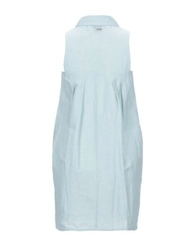 Shop Armani Exchange Woman Short Dress Sky Blue Size 0 Linen, Cotton
