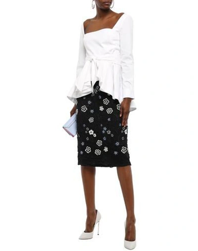 Shop Lela Rose Woman Midi Skirt Blue Size 2 Polyester, Cotton, Viscose, Polyamide