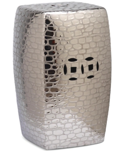 Shop Safavieh Mira Garden Stool In Plated Silver