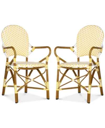 Shop Safavieh Boylin Set Of 2 Indoor/outdoor Wicker Armchair In Yellow