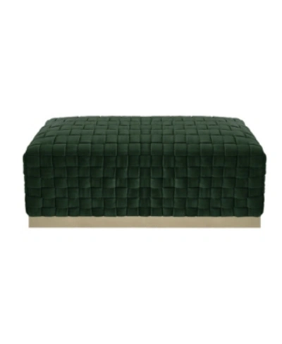 Shop Nicole Miller Satine Woven Bench With Metal Base In Green