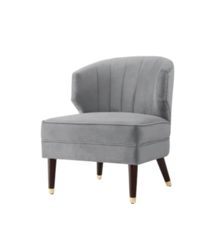 Shop Nicole Miller Cybele Velvet Channel Back Accent Chair With Nailhead Trim In Gray