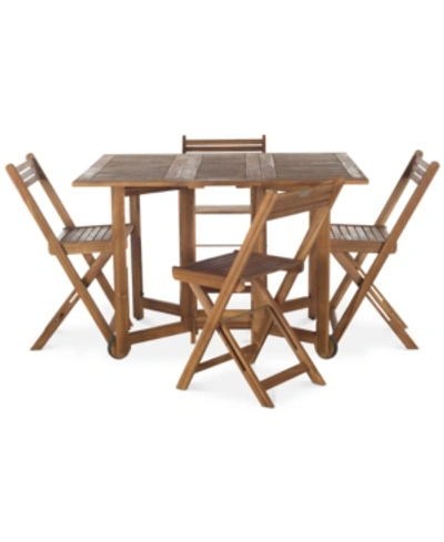 Shop Safavieh Kinsie Outdoor 5-pc. Dining Set (1 Dining Table & 4 Chairs) In Brown