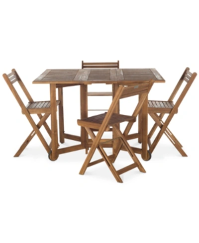 Safavieh Kinsie Outdoor 5-pc. Dining Set (1 Dining Table & 4 Chairs) In Brown